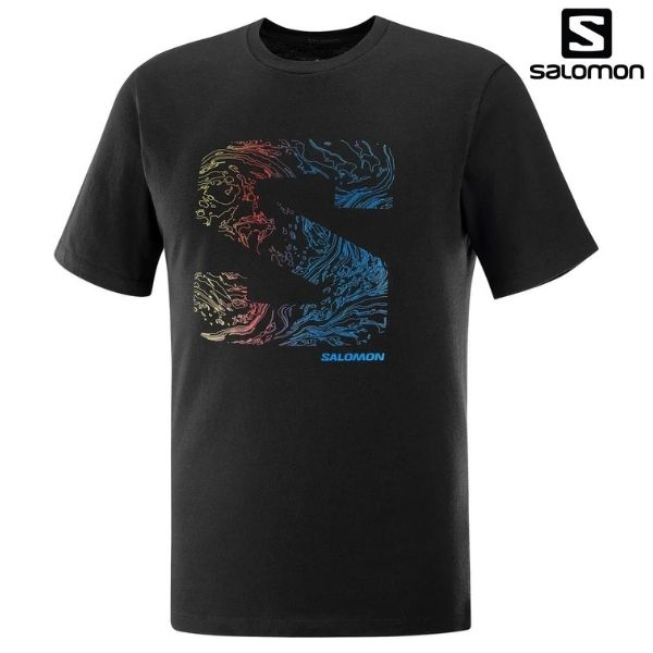 サロモンショートスリーブTシャツディープブラックSALOMONSALLOGOPERFSSTEEMDEEPBLACKLC2100700