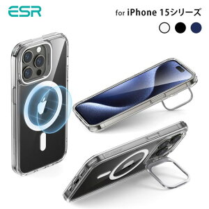 �������K�i ESR iphone 15 iphone 15 Pro �X�^���h�t�� �n�C�u���b�h �N���A�P�[�X Classic MagSafe�Ή� �ČRMIL�K�i ���h�~�w��