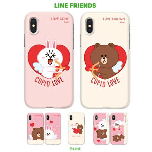 LINE FRIENDS iPhone 11 Pro 5.8�C���` SLIM FIT CUPID LOVE �ϋv���ƒe�͐��̂���|���J�[�{�l�[�g�f�ނŁA�[���ɂ҂�����t�B�b�g����X�����Ōy�� KCJ-SCT003