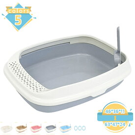 小さめサイズでセカンドトイレにも スコップ 砂落とし穴付 キャットトイレ スクエア 猫 トイレ 本体 ネコトイレ 猫用トイレ キャットトイレ しつけ 猫砂 開放式 大きい猫 大きいトイレ ゆったり広々 飛び散り防止 清潔 猫用品 大型 多頭飼 mssk-online