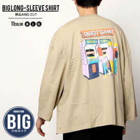 【999円均一】メンズ Tシャツ ロンT トップス 長袖 9分袖 クルーネック BIG ビッグ ゆったり プリント バックプリント ロゴ カジュアル シンプル ロック M L XL「841-14.840-04.05」