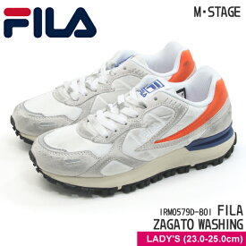 【FILA】フィラ スニーカー ザガート ウォッシング オレンジ/ブルー/グレイ 白色系 レディース ユニセックス ローカット カジュアル ランニング シューズ ナイロン 汚し加工 ヴィンテージ風 フットウェア 替え紐 FILA ZAGATO WASHING 1RM01579D-817