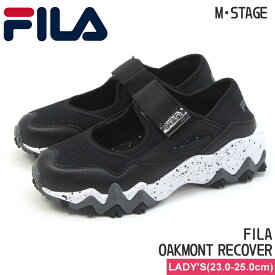 【フィラ】スニーカー オークモントリカバー ブラック 23.0-25.0cm FILA OAKMONT RECOVER BLACK レディース ローカット 紐なし ベルクロ 無地 カジュアル シンプル USS24028-003