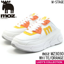 【moz】モズ サボ スニーカー MZ-3030 ホワイト/オレンジ WHITE/ORANGE レディース シューズ 北欧 スウェーデン カジュアル 23-24.5cm