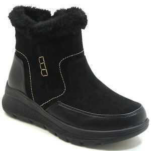 【ノースデイト】 レディース ウィンターブーツ ブラック グレージュ ダークブラウン 防滑 防寒 3cm耐水 滑りにくい Wグリップ 反転式 スパイク ボア ファー サイドジップ スノー 冬 黒 茶 Nort