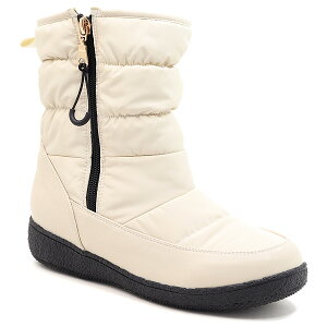 【ノースデイト】 レディース ダウンブーツ ブラック ベージュ 反転式 スパイク 防滑 防寒 3cm耐水 滑りにくい サイドジップ ほっか暖暖 ウィンター スノー カジュアル 冬靴 黒 オフホワイト