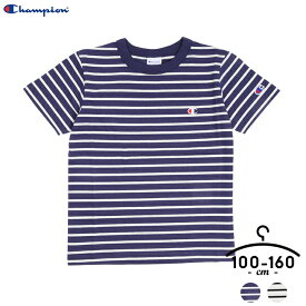 P10倍☆チャンピオン 半袖Tシャツ キッズ ジュニア 男の子 女の子 100cm 110cm 120cm 130cm 140cm 150cm 160cm ネイビー オフホワイト ロゴ プリント 小学生 小学校 ブランド 普段着 半袖 Tシャツ 春 夏 ブランド Champion