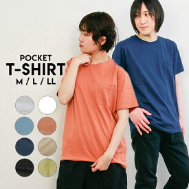 tシャツ 半袖 無地 白 黒 綿100 メンズ レディース ポケット シンプル コットン Tシャツ M L LL ベージュブラックスモークブルー杢グレーネイビーダルオレンジピスタチグリーン オフホワイト