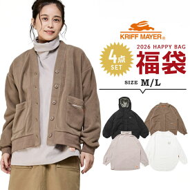 【本日P5倍】クリフメイヤー 福袋 2026 レディース 冬アウター 軽撥水中綿マウンテンパーカー KRIFF MAYER 4点セット 福袋 2026年 フリース カーディガン もちのびハイネックロンT プリントチュニックロンT 春秋冬 M L 女性 大人 新春福袋