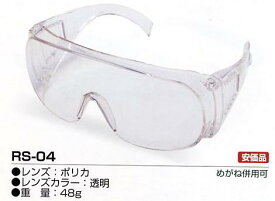 花粉黄砂対策 保護めがね RS-04(ポリカ) 透明 RIKEN(理研化学) 定形外郵便送料無料 日付指定不可 セーフティグラス サバイバルゲーム
