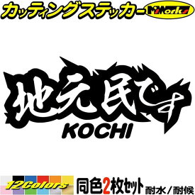 高知 県内在住 ステッカー 地元民です KOCHI ( 高知 ) (2枚1セット) カッティングステッカー 全12色(65mmX150mm) あおり運転 車 バイク 在住 シンプル 他県 県外ナンバー アピール サイド リア ガラス デカール 防水 耐水 アウトドア 目印 転写 シール