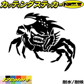 車 バイク かっこいい ステッカー カニ 蟹 ガザミ crab トライバル 5(左向き) カッティングステッカー 全12色(140mmX160mm) おしゃれ ヘルメット ボディ カウル タンク ケース カニ アウトドア アウトドア 転写 シール 防水 ユニーク デカール