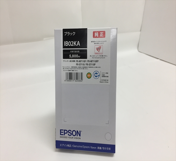 IB02KA エプソン EPSON 純正品インク ブラック標準サイズ●1505【わけ有り】箱汚れ／ダメージ推奨使用期限：20230526ＰＸ－Ｍ７１１０Ｆ、Ｓ７１１０用 インクカートリッジ