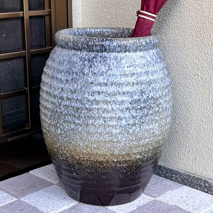 楽天市場】【信楽焼】白窯変壺型傘立て 和風 モダン コンパクト 