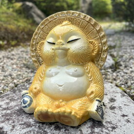 ビリケンたぬき（黄） 置物 陶器 信楽焼 たぬき ビリケン 開運グッズ 風水 和風 インテリア 玄関 庭 縁起物 プレゼント 贈り物に