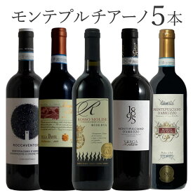 人気黒ぶどう品種 モンテプルチアーノ 5本飲み比べ ワイン セット wine ギフト 御中元 750ML