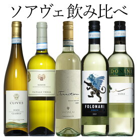 ミネラル堪能！ソアヴェ飲み比べ5本セット　白 辛口 イタリア　専門家高評価 イタリア ヴェネト ソアーヴェ ガルガネーガ ギフト 750ML