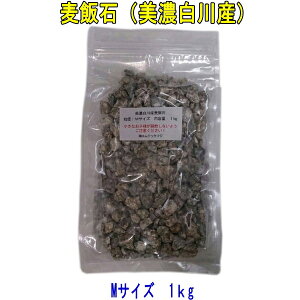 国産 麦飯石(美濃白川麦飯石)、Mサイズ(粒径10mm〜20mm程度)1kg 【飲料水にも使えます】【美味しい水や弱アルカリ性人工温泉で知られる麦飯石】【送料無料】