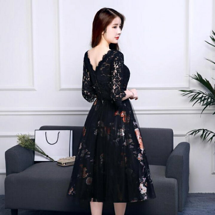 楽天市場 送料無料 パーティードレス Party Dress 結婚式 ワンピース パーティドレス 結婚ドレス 演奏会 発表会 黒 パーティードレス 花柄 レース 刺繍 大きいサイズxxl 二次会 花嫁 着やすい パーティードレス 二次会 短納期 Mt Grace