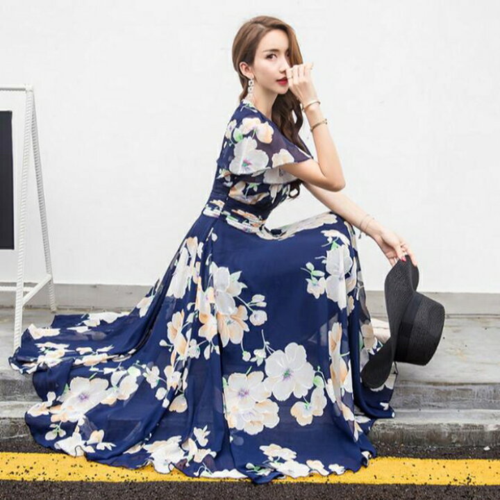 楽天市場 ワンピース 花柄 マキシワンピース ワンピース レディース 花柄 シフォン マキシワンピ 半袖 花柄ワンピース ボヘミアン ビーチ ガールズ 夏 海 爽やか ビーチ ワンピース 着やせ リゾート パーティー デート 海水 旅行 シフォンワンピース 大サイズ5xl 短納期