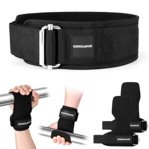 Odoland ウエイトトレーニングベルト + パワーグリップ リフティングベルト 筋トレ用