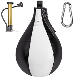 Benelabel レザースピードバッグ ボクシングスピードバッグ用 インフレーターとカラビナ付き - ボクシングや総合格闘技の反射神経とスピードを向上。