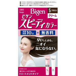 �r�Q�� �X�s�[�f�B�J���[ �N���[�� 5 ���邢���C�g�u���E�� [1��40g+2��40g] 1�� Bigen Speedy Color Cream 5 Bright Light Brown [1st Agent 40g + 2nd Agent 40g] 1 piece