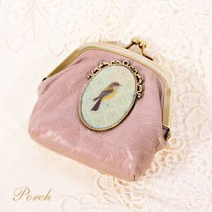 【楽天マラソン限定クーポン配布中】がま口 レトロ ポーチ ピンク コスメポーチ 小銭入れ 財布 本革 セカンド財布 PG-001PK 新生活