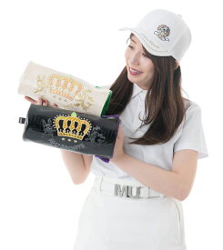 [MU SPORTS] "Luminous Crown" 高級ドライバー用ヘッドカバー 豪華刺繍 エナメル切替 アイボリー ブラック 703U1504！王冠とキャラクターの豪華な刺繍が際立つ、キャディバッグと揃えて圧倒的な品格を放つハイエンドなヘッドカバー！