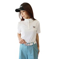 【SALE 50%OFF】[MU SPORTS 公式] ゴルフ ハイネックプルオーバー 半袖ストライプ / 半袖 フロントボタン…