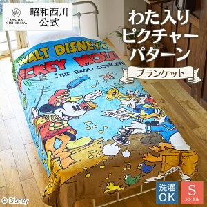 【P10倍 ※11/3迄】昭和西川 わた入りピクチャーパターンブランケット ミッキー ディズニー Disney