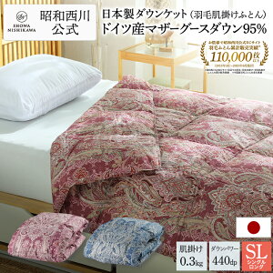 羽毛 肌掛けふとん日本製ドイツマザーグースダウン95% シングルロング(サイズ:150×210cm /重量0.3kg)440ダウンパワー EC916 夏用 羽毛布団 洗濯 夏用 掛け布団 日本製 羽毛布団 西川 肌掛け