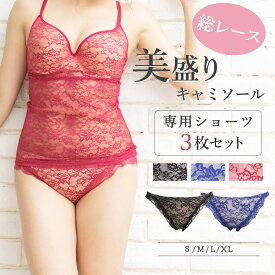 ＼最大15％OFF／【美盛り総レース用ショーツ】 美盛り キャミソール 総レース 3枚セット 単品 ショーツ レディース パンツ スタンダード ショーツ ランジェリー インナー 下着 ワイン レッド ネイビー ブラック S M L XL mude