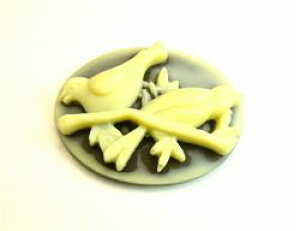 �y�A�o�[�h�u���E��2.6x2.0cm�@[cam-205]�y�J���I�E�A�N�����J���I�E�A�N�Z�T���[�p�[�c�E�r�[�Y�z