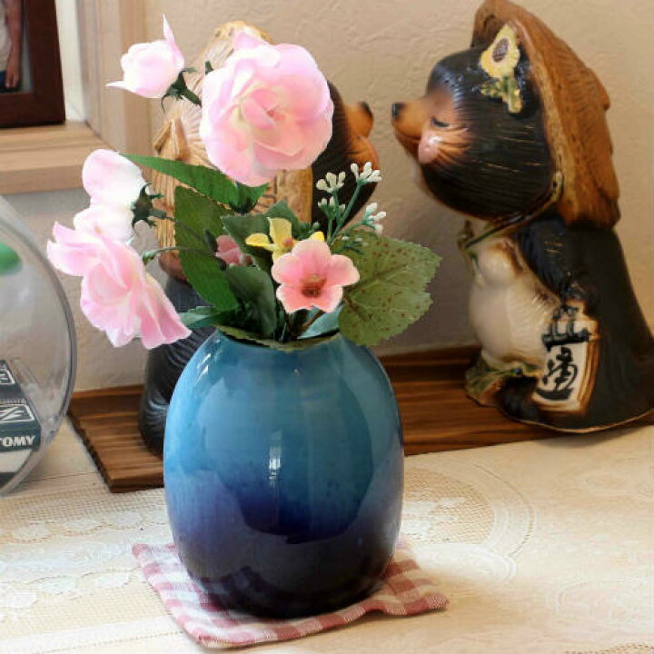 楽天市場 信楽焼 一輪挿し 青 ガラス 小さい 花瓶 陶器 おしゃれ 花入 北欧 陶器 花びん 花器 フラワーベース プレゼント ギフト 信楽 信楽焼き やきもの Ma024 21g 夢源陶房