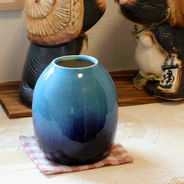 青銅花瓶 青緑色の陶器製花瓶 ※海外発送の場合、木箱は付属いたしませ 