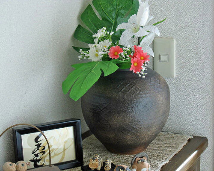 楽天市場】在庫数限り 信楽焼 花瓶 焼締 丸 8号 おしゃれ 一輪挿し