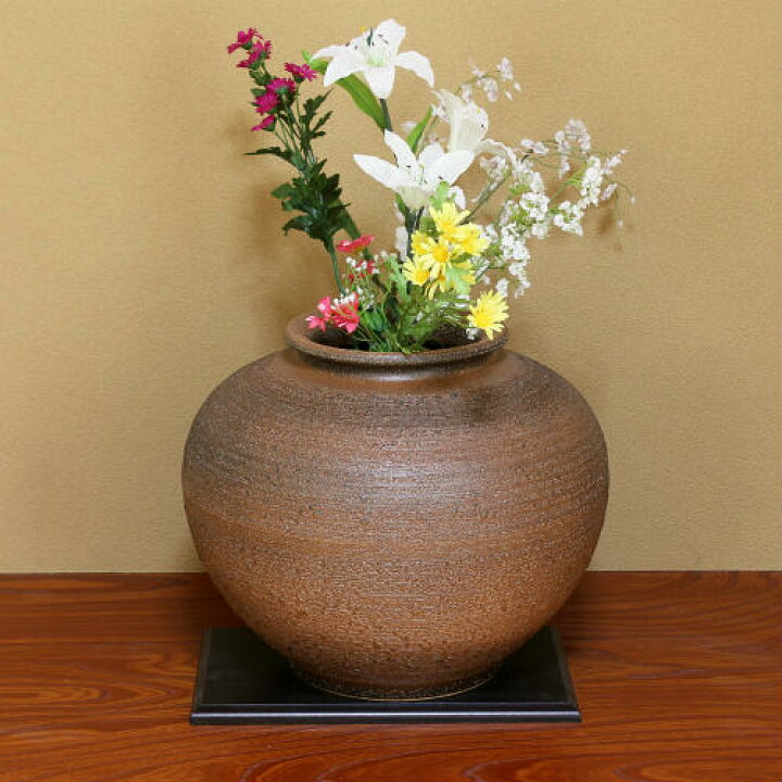 楽天市場】【ポイント8倍】信楽焼 花瓶 窯肌 松皮 丸 13号 おしゃれ 