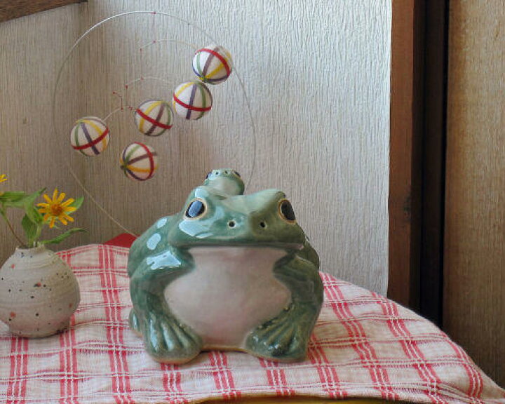 信楽焼 青 カエル 置物 6号 陶器 かわいい かえる 大きい 蛙 おしゃれ グッズ 玄関 雑貨 庭 巨大 ギフト 信楽焼き 焼き物  やきもの(MA123-25G) 夢源陶房