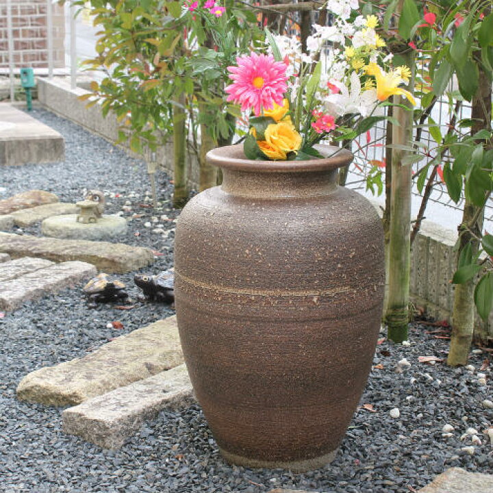 楽天市場】【ポイント10倍】信楽焼 大きな 花瓶 窯肌 松皮 20号  
