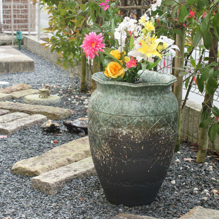 楽天市場】【ポイント10倍】信楽焼 大きな 花瓶 灰釉 窯変 18号 