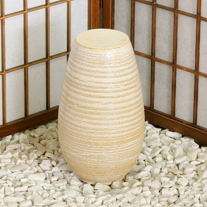 楽天市場】信楽焼 大きな 花瓶 白 窯変 櫛目 10号 おしゃれ 大壺 つぼ 
