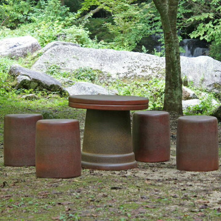 楽天市場】【ポイント15倍】受注生産 信楽焼 ガーデン テーブル セット 