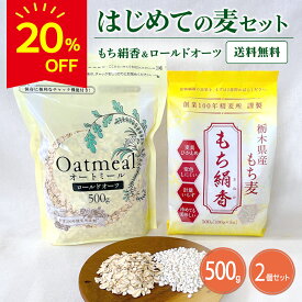 もち麦＆オートミール★スーパーSALE割引★＼送料無料／ もち絹香 ロールドオーツ 500g もち麦 大麦 雑穀 麦 国産 食物繊維 米化 ご飯 スープ ダイエット β-グルカン 健康 効果 栄養 血糖値 糖質 炊き方 レシピ ギフト プレゼント 勅使川原精麦所