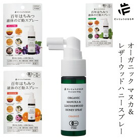 のどスプレー オーガニック だいじょうぶなもの マヌカ＆レザーウッドハニースプレー 25mL 購入金額別特典あり 正規品 喉スプレー ハチミツ マヌカ レザーウッド のど飴スプレー 特許取得 ヨウ素不使用 喉ケア 有機JAS認証 ミント オレンジ グレープ アルコールフリー