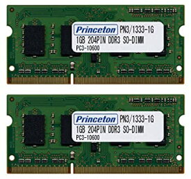 【未使用】【中古】 プリンストン DOS V ノート用メモリ 2GB (1GBx2枚組) PC3-10600 204pin DDR3-SDRAM SODIMM PDN3 1333-1GX2