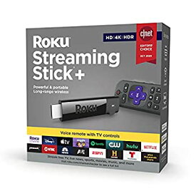 【未使用】【中古】 Roku ストリーミングスティック+ | HD 4K HDR ストリーミングデバイス with ロングレンジ ワイヤレスとボイスリモート with TV 電源 and 音量