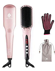 【未使用】【中古】ストレートブラシ ヘアアイロンブラシ ヒートブラシ 電熱ヘアブラシ ダブルマイナスイオン 温度ロック機能 静電気防止 スピーディ 疲労回復 火傷