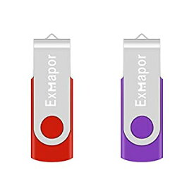 【中古】 Exmapor USBメモリ 32GB 高速 マイクロUSB 回転式 2個セット (赤 紫)