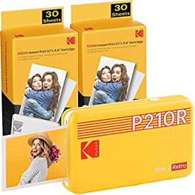 【未使用】【中古】 コダック (Kodak) Mini 2レトロ スマホプリンター/インスタントプリンター/チェキプリンター イエロー/写真 5.3x8.6cm プリンター